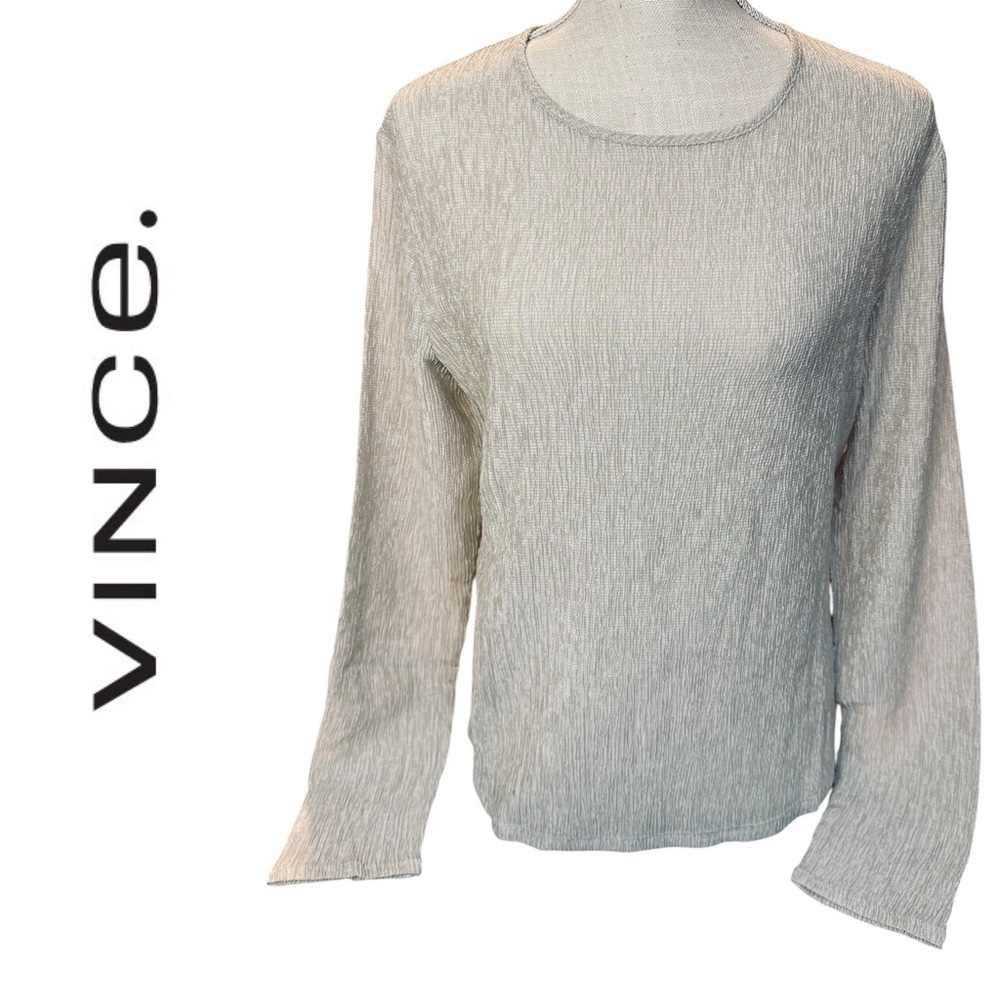 VINCE NEW Long Sleeve Soft and Silky Crinkle Top Womens Size Large